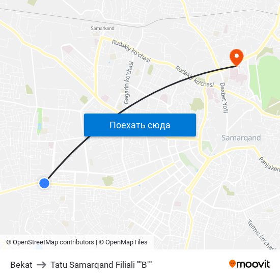 Bekat to Tatu Samarqand Filiali ""B"" map