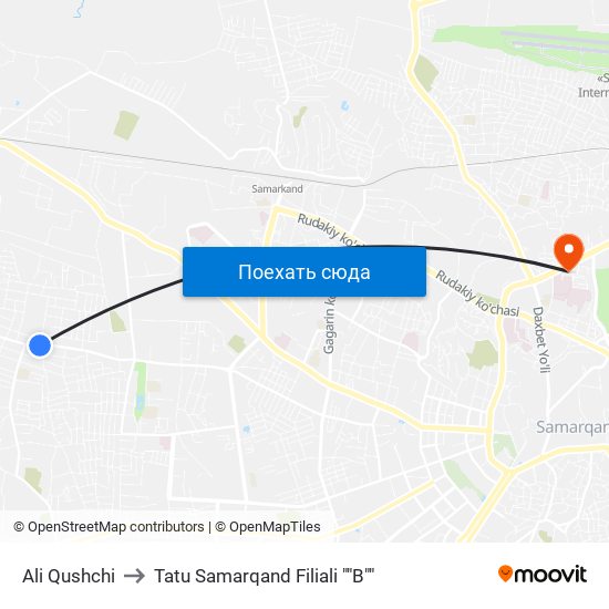 Ali Qushchi to Tatu Samarqand Filiali ""B"" map