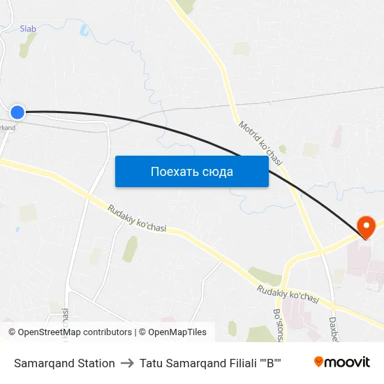 Samarqand Station to Tatu Samarqand Filiali "B" map