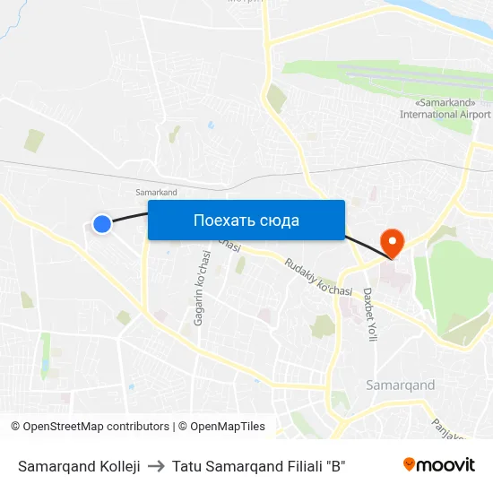 Samarqand Kolleji to Tatu Samarqand Filiali "B" map