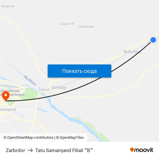 Zarbrdor to Tatu Samarqand Filiali ""B"" map