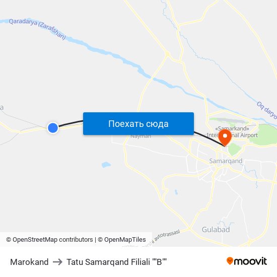 Marokand to Tatu Samarqand Filiali ""B"" map