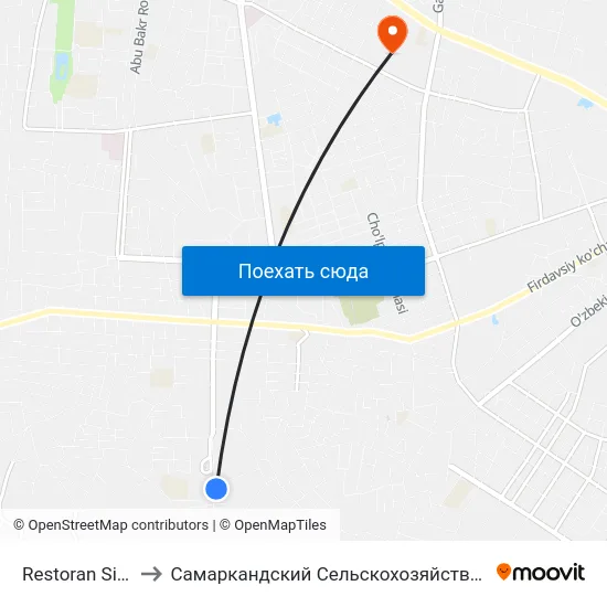 Restoran Siyavush to Самаркандский Сельскохозяйственный Институт map