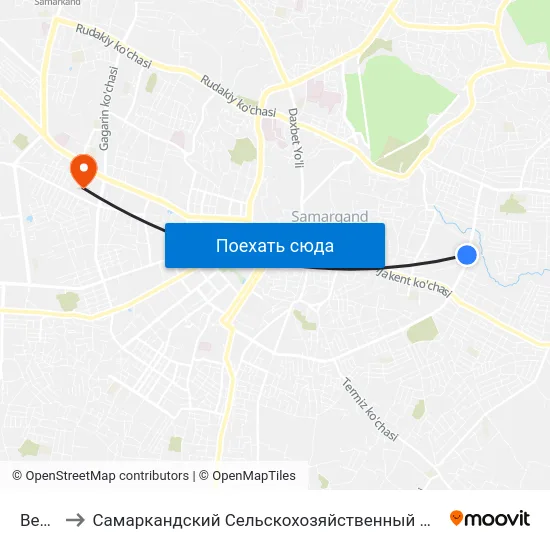 Bekat to Самаркандский Сельскохозяйственный Институт map