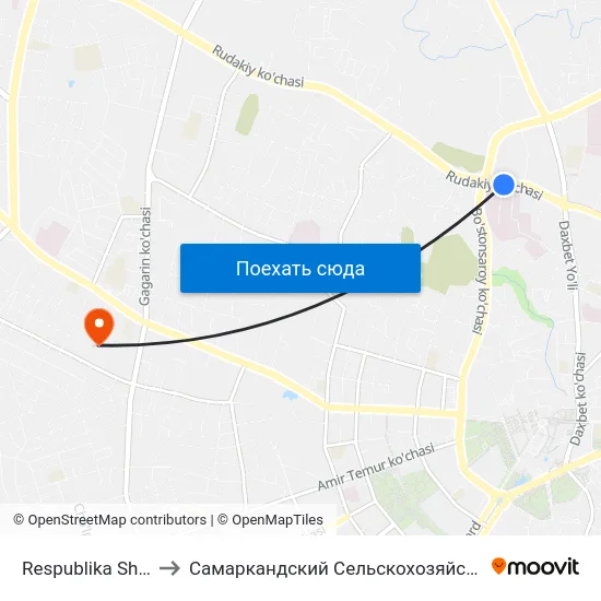 Respublika Shifoxonasi to Самаркандский Сельскохозяйственный Институт map