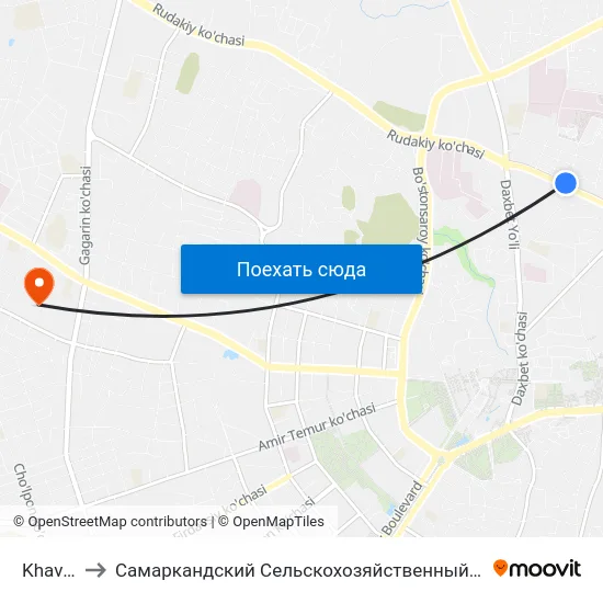 Khavasi to Самаркандский Сельскохозяйственный Институт map