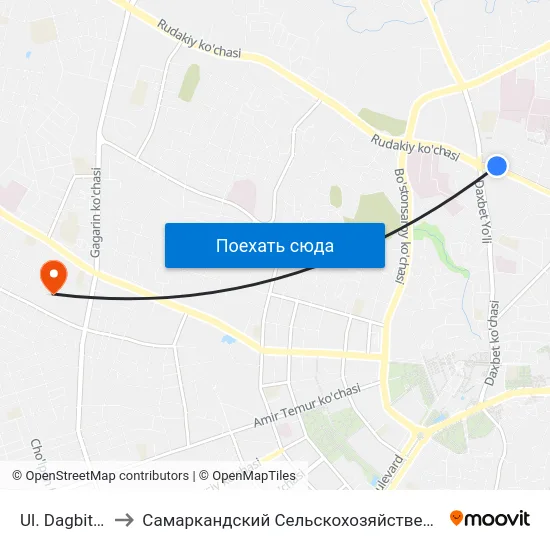 Ul. Dagbitskaya to Самаркандский Сельскохозяйственный Институт map