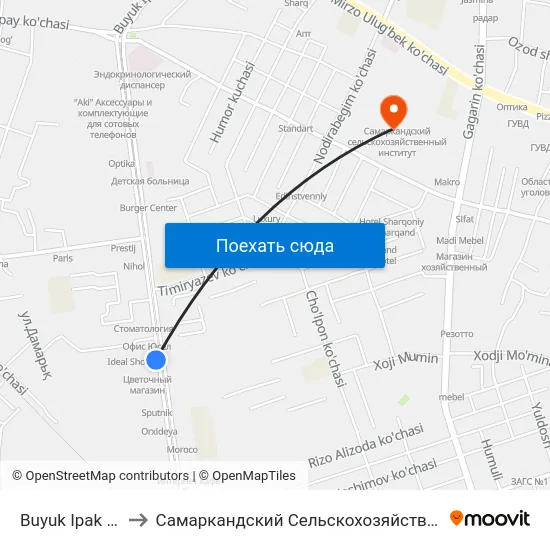 Buyuk Ipak Yuli, 72 to Самаркандский Сельскохозяйственный Институт map