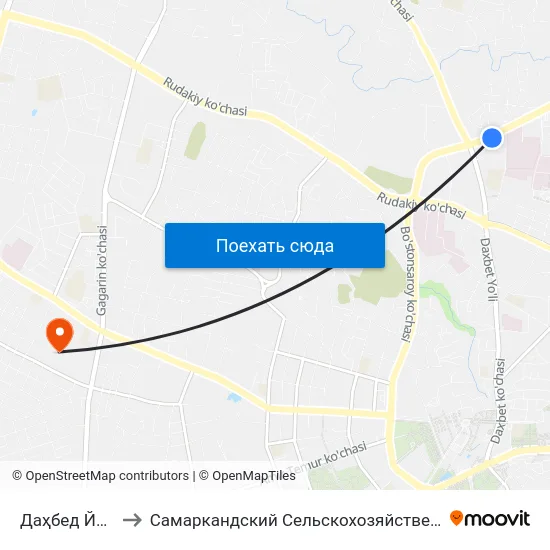 Даҳбед Йўли, 18 to Самаркандский Сельскохозяйственный Институт map