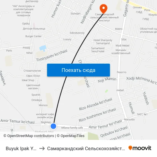 Buyuk Ipak Yuli, 131b to Самаркандский Сельскохозяйственный Институт map