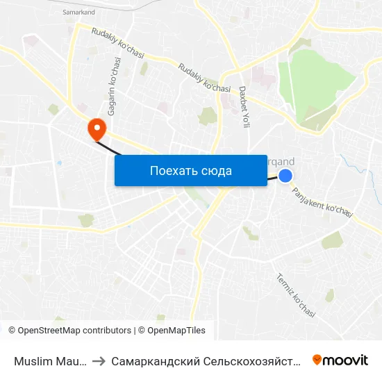 Muslim Mausoleum to Самаркандский Сельскохозяйственный Институт map