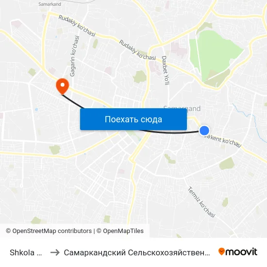 Shkola Nº 27 to Самаркандский Сельскохозяйственный Институт map