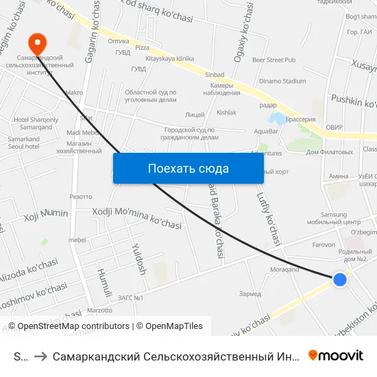 Stv to Самаркандский Сельскохозяйственный Институт map