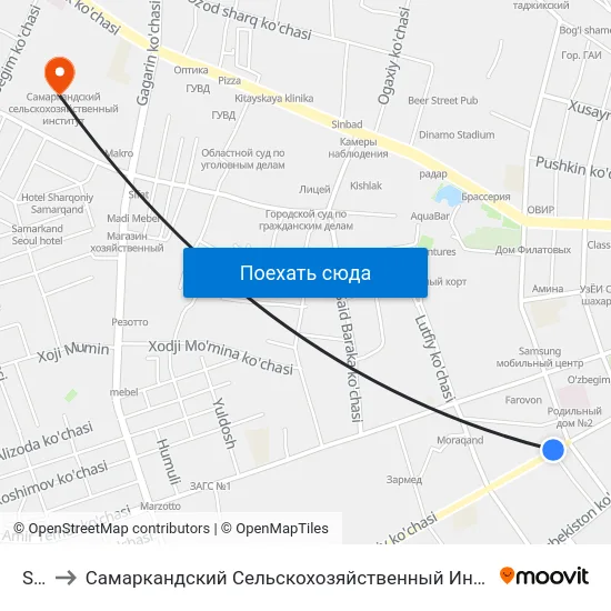 Stv to Самаркандский Сельскохозяйственный Институт map