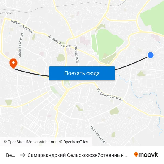 Bekat to Самаркандский Сельскохозяйственный Институт map