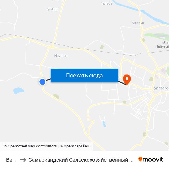 Bekat to Самаркандский Сельскохозяйственный Институт map