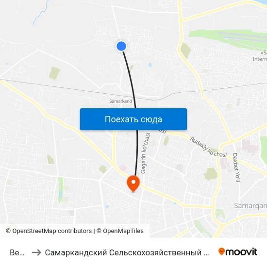 Bekat to Самаркандский Сельскохозяйственный Институт map