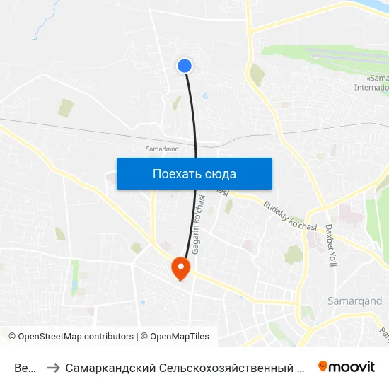 Bekat to Самаркандский Сельскохозяйственный Институт map
