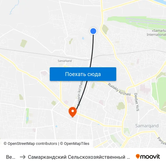 Bekat to Самаркандский Сельскохозяйственный Институт map