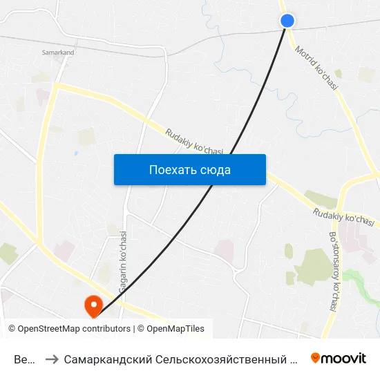 Bekat to Самаркандский Сельскохозяйственный Институт map