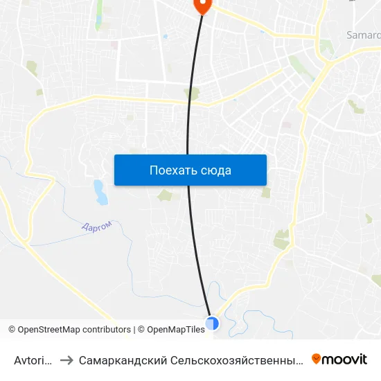 Avtorinok to Самаркандский Сельскохозяйственный Институт map