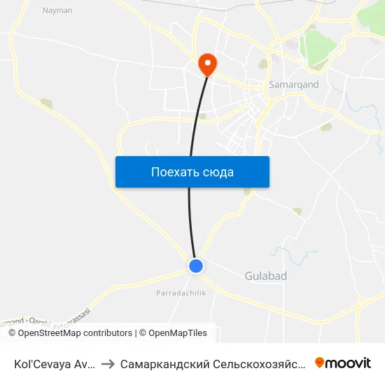 Kol'Cevaya Avtodoroga to Самаркандский Сельскохозяйственный Институт map