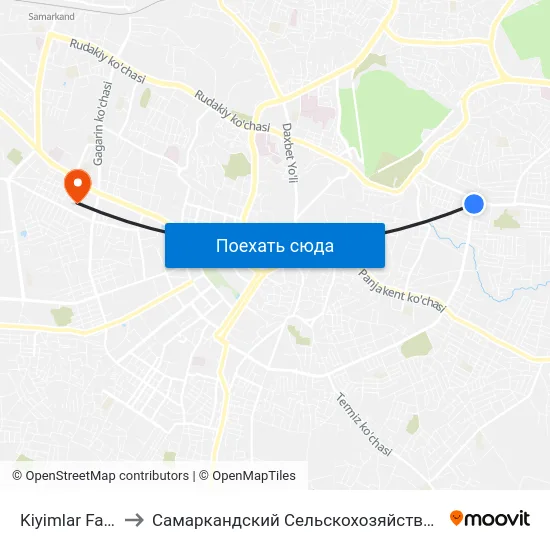 Kiyimlar Fabrikasi to Самаркандский Сельскохозяйственный Институт map