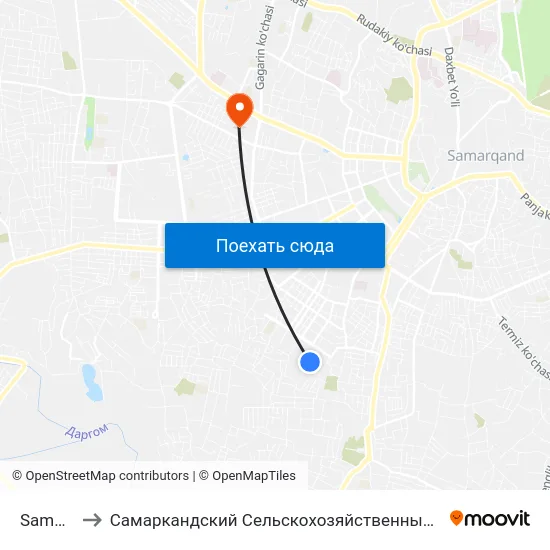 Samgasi to Самаркандский Сельскохозяйственный Институт map