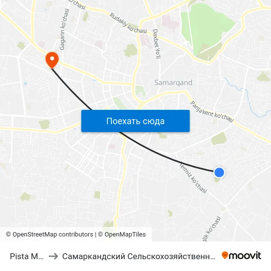 Pista Mazor to Самаркандский Сельскохозяйственный Институт map