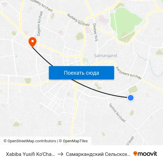 Xabiba Yusifi Ko'Chasi / Tukaev Ko'Chasi to Самаркандский Сельскохозяйственный Институт map