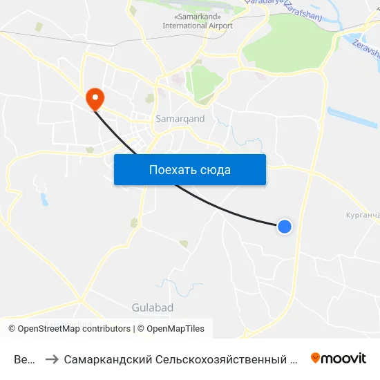 Bekat to Самаркандский Сельскохозяйственный Институт map