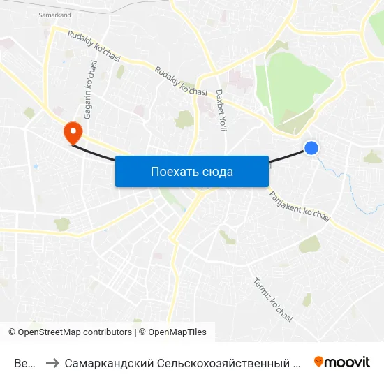 Bekat to Самаркандский Сельскохозяйственный Институт map