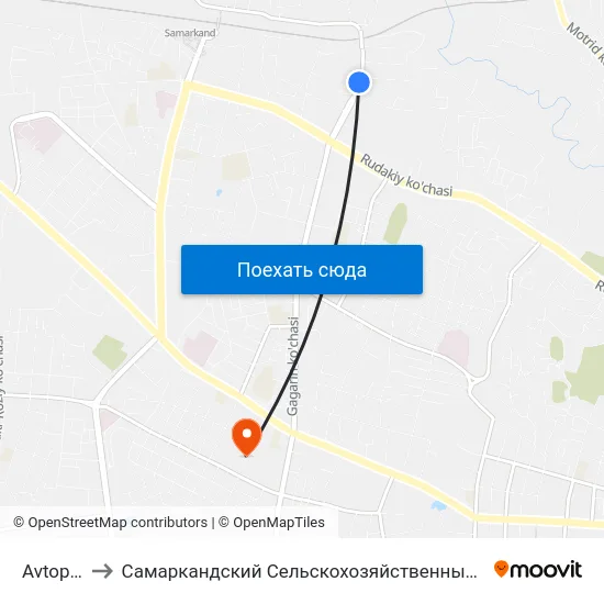 Avtopark to Самаркандский Сельскохозяйственный Институт map