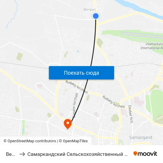 Bekat to Самаркандский Сельскохозяйственный Институт map
