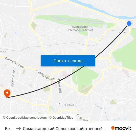 Bekat to Самаркандский Сельскохозяйственный Институт map