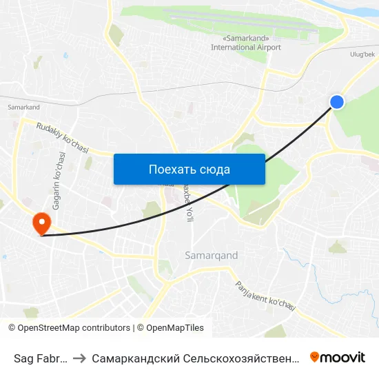 Sag Fabrikasi to Самаркандский Сельскохозяйственный Институт map