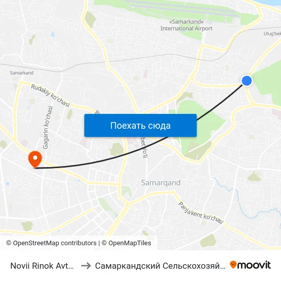 Novii Rinok Avtozapchastei to Самаркандский Сельскохозяйственный Институт map