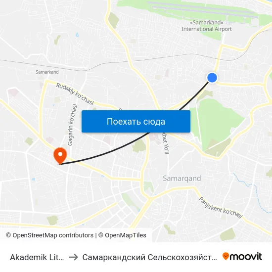 Akademik Litsey Nº 1 to Самаркандский Сельскохозяйственный Институт map