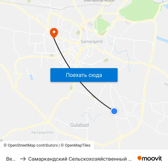 Bekat to Самаркандский Сельскохозяйственный Институт map