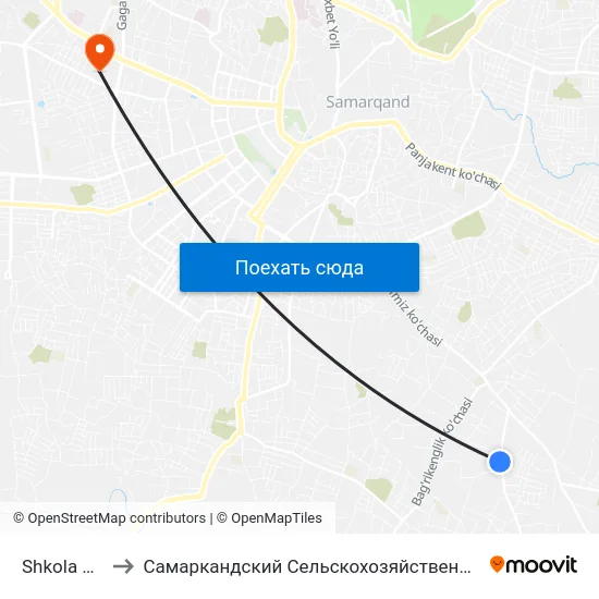 Shkola Nº 37 to Самаркандский Сельскохозяйственный Институт map