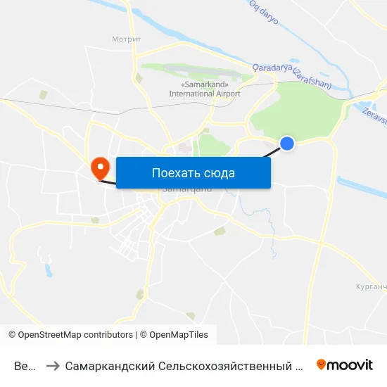 Bekat to Самаркандский Сельскохозяйственный Институт map