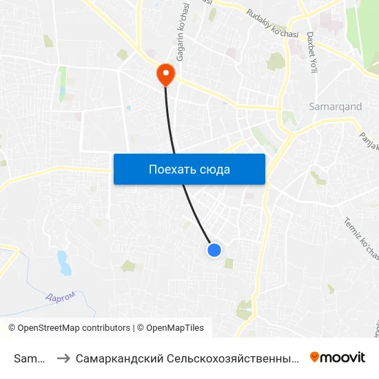 Samgasi to Самаркандский Сельскохозяйственный Институт map