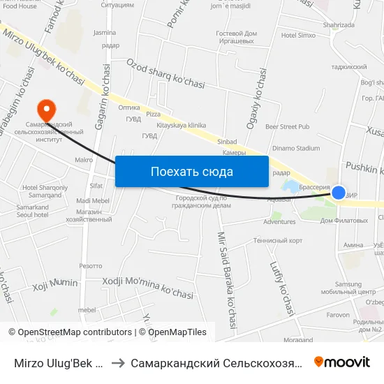 Mirzo Ulug'Bek Ko'Chasi, 48 to Самаркандский Сельскохозяйственный Институт map