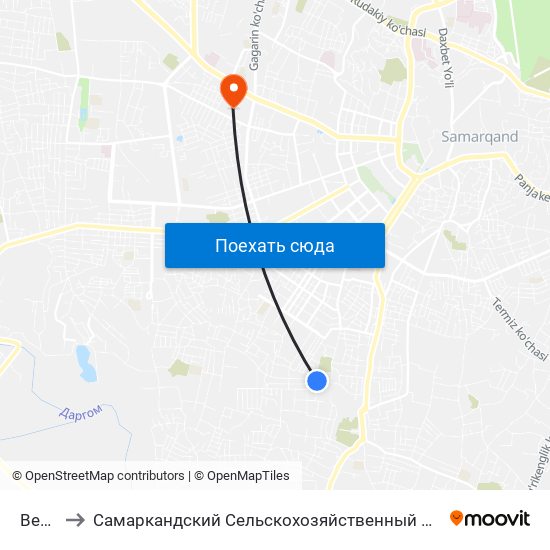 Bekat to Самаркандский Сельскохозяйственный Институт map