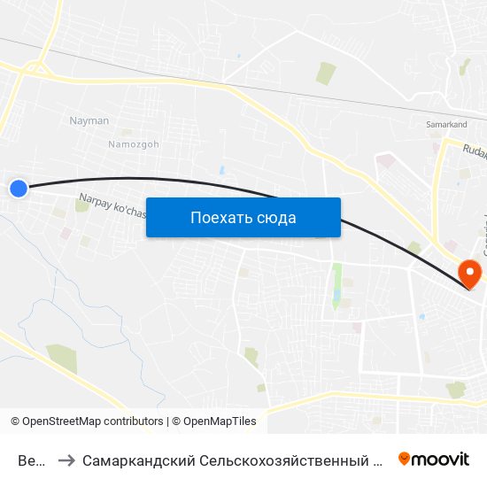 Bekat to Самаркандский Сельскохозяйственный Институт map