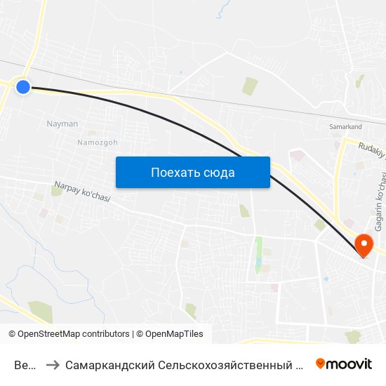 Bekat to Самаркандский Сельскохозяйственный Институт map