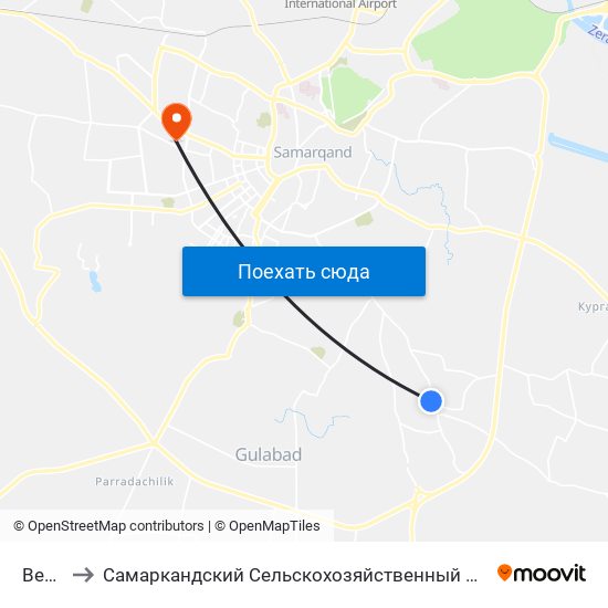 Bekat to Самаркандский Сельскохозяйственный Институт map