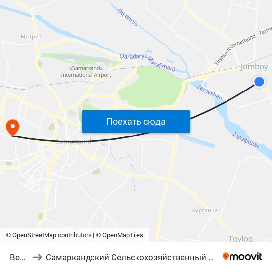 Bekat to Самаркандский Сельскохозяйственный Институт map