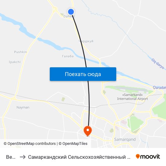 Bekat to Самаркандский Сельскохозяйственный Институт map