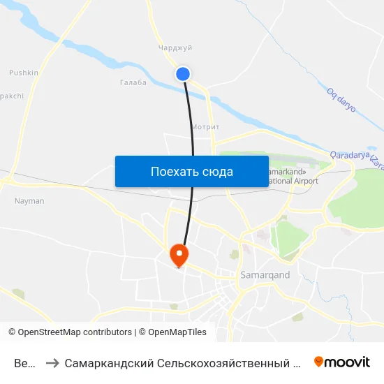 Bekat to Самаркандский Сельскохозяйственный Институт map